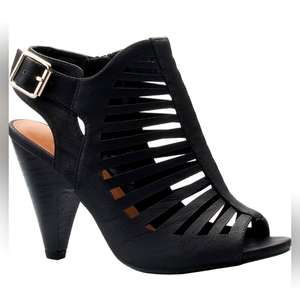 Olivia K Womens Cut Out Strappy Buckle Sling‎ Back Chunky High Heel Sandals Sz 8